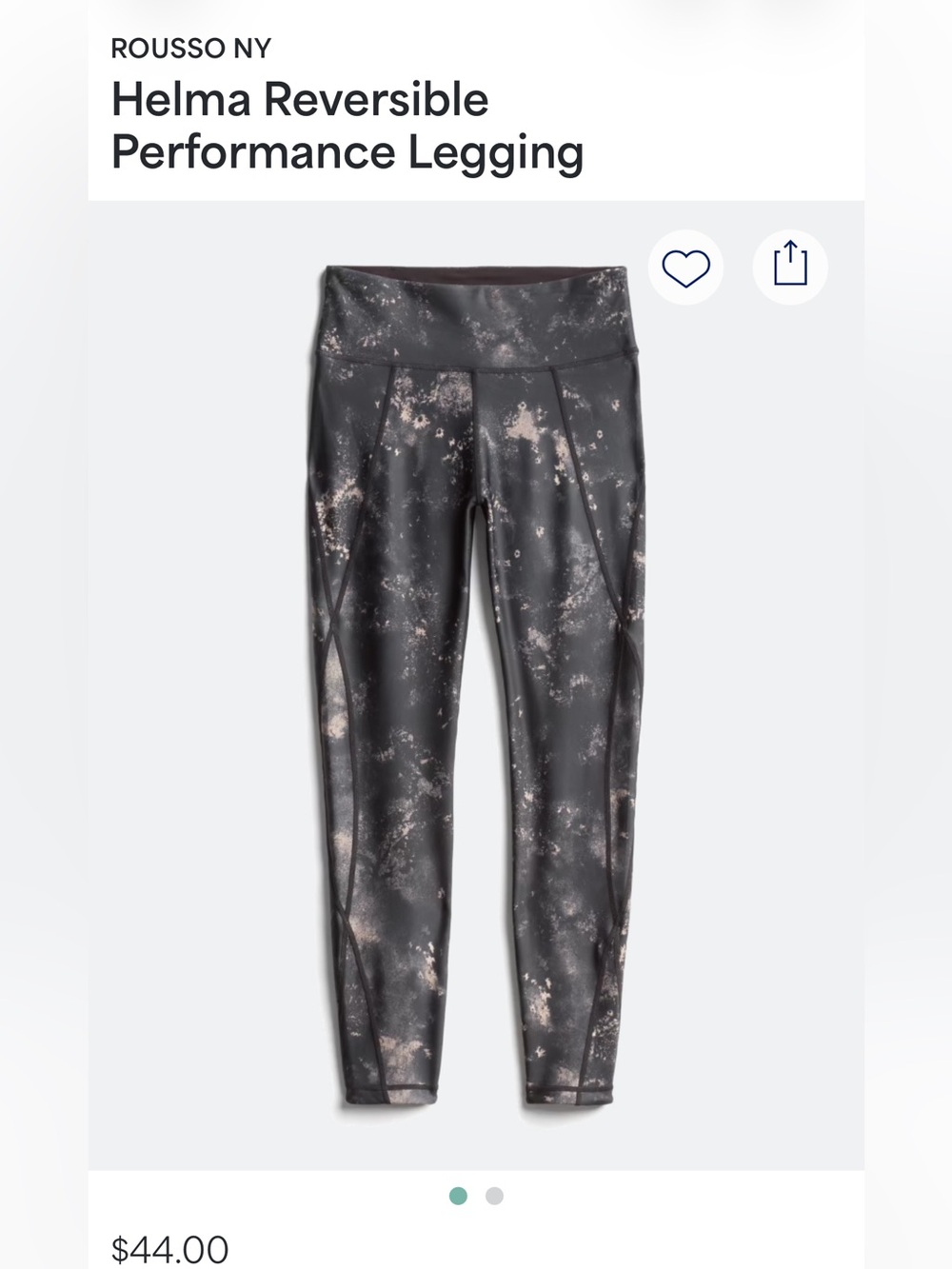 Rousso NY Helma Reversible Black Performance Leggings. XL